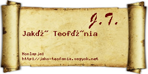 Jakó Teofánia névjegykártya